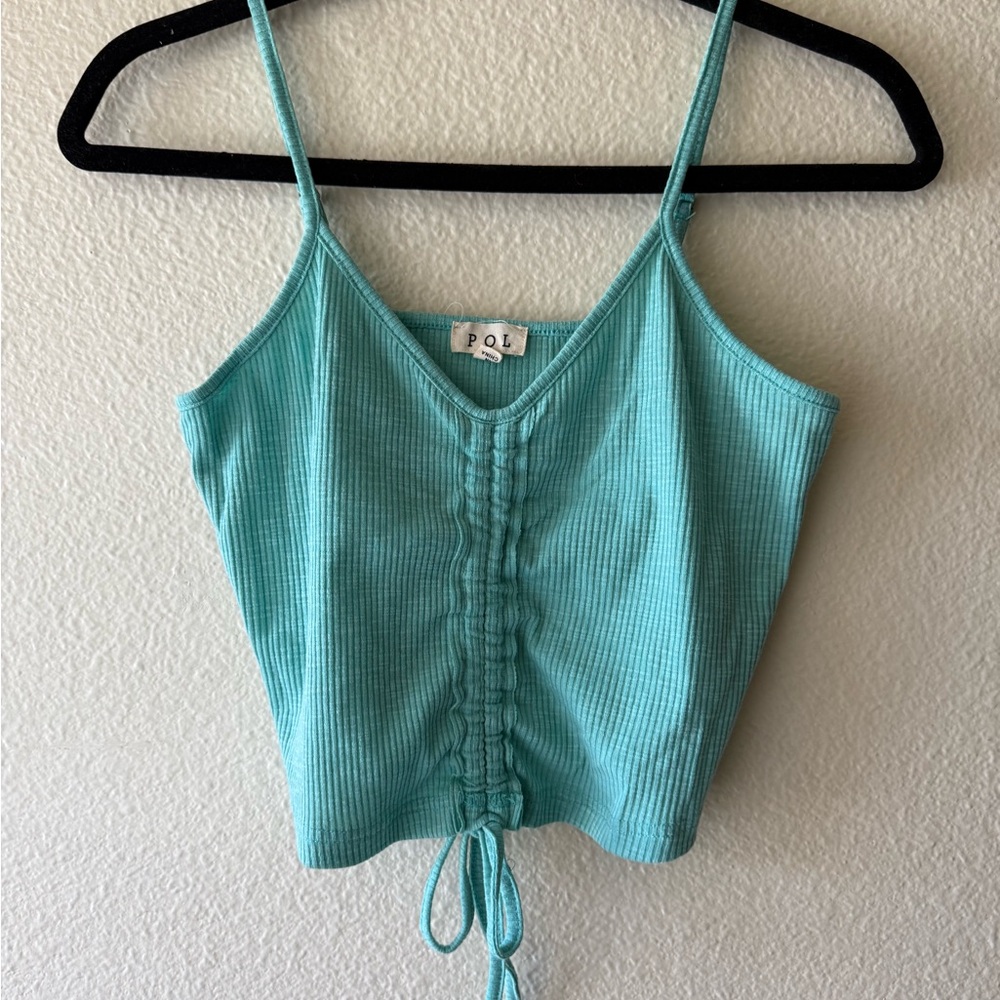 POL Women's Aqua Ribbed Camisole - Size Medium